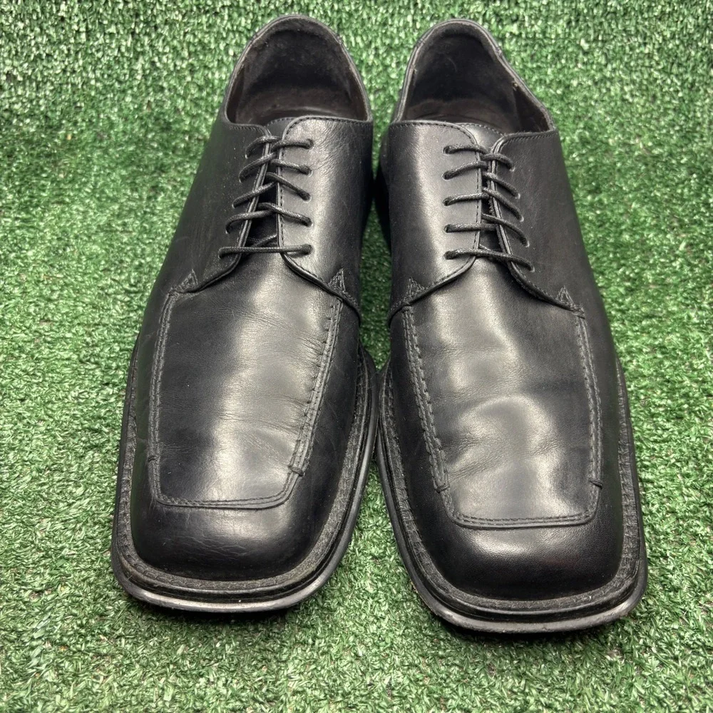 Kenneth Cole New York Square Toe Leather Lace Up‎ Dress Shoes Black Mens 11.5